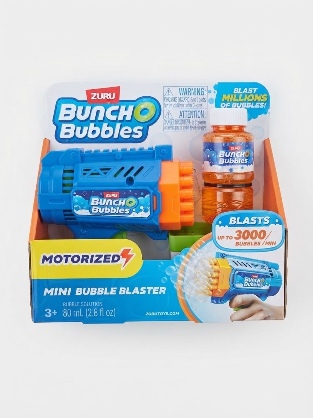 Motorized Mini Bubble Blaster - Blue & Orange